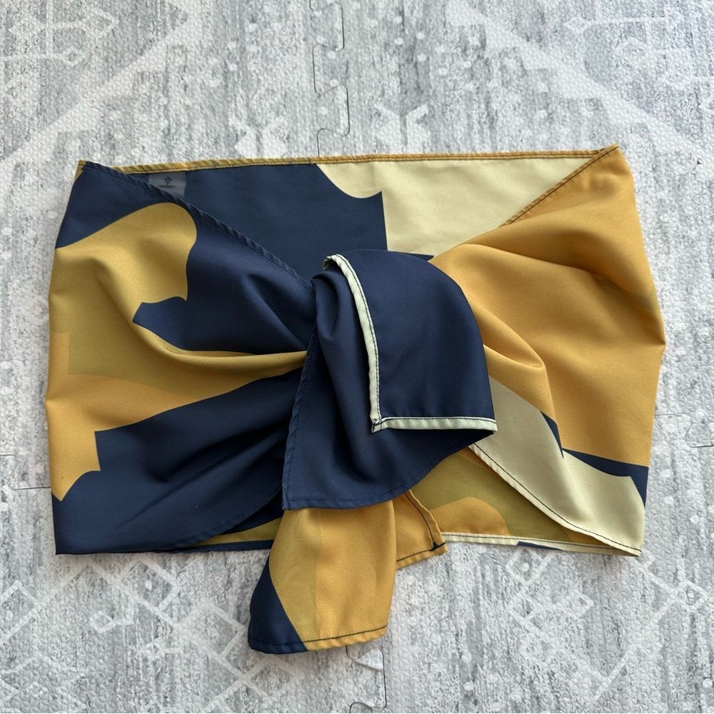 Airavata Navy and Yellow Wrap Tie Front Swim Top Avant Garde Columbian One Size